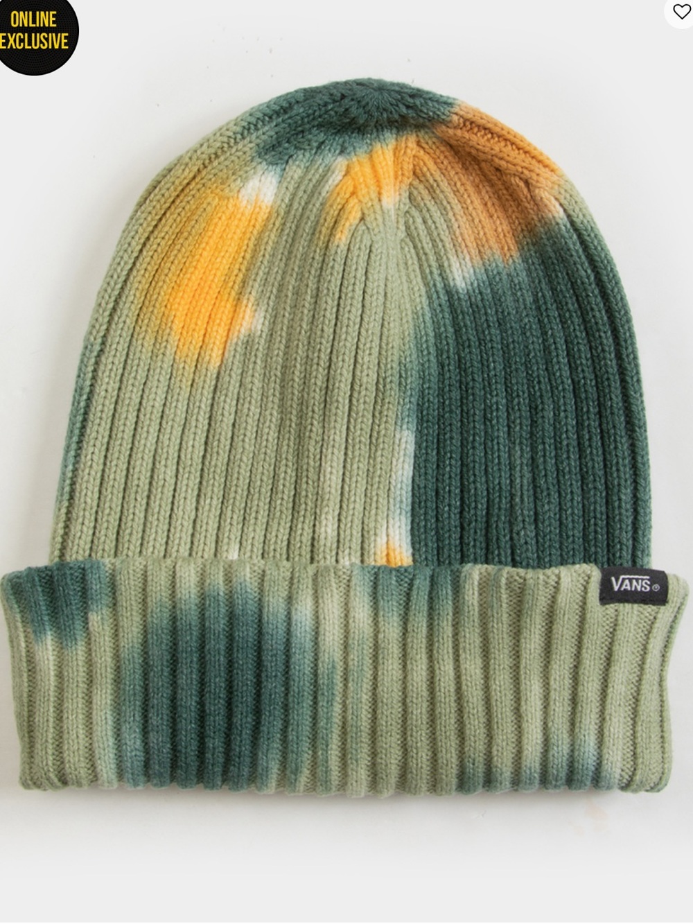 VANS Olive Tie-Dye Ribbed Parkview Mens Cuff Beanie